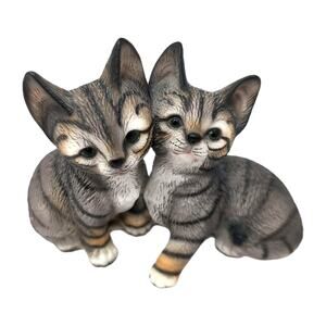 VTG Royal Prasente Handbemalt Tabby Cats Figurine Brown Striped Kittens C001B